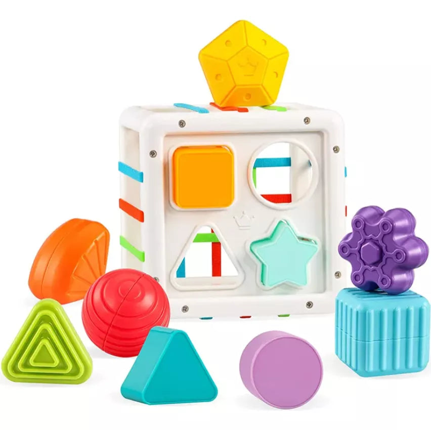 CUBO DE FORMAS SENSORIALES PARA BEBE 🟢🟦🛑🔶