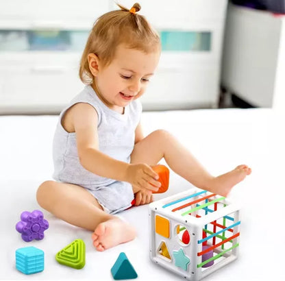 CUBO DE FORMAS SENSORIALES PARA BEBE 🟢🟦🛑🔶