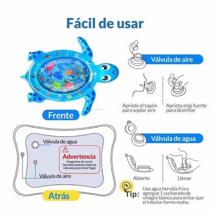 TAPETE DE AGUA SENSORIAL PARA BEBES TORTUGA